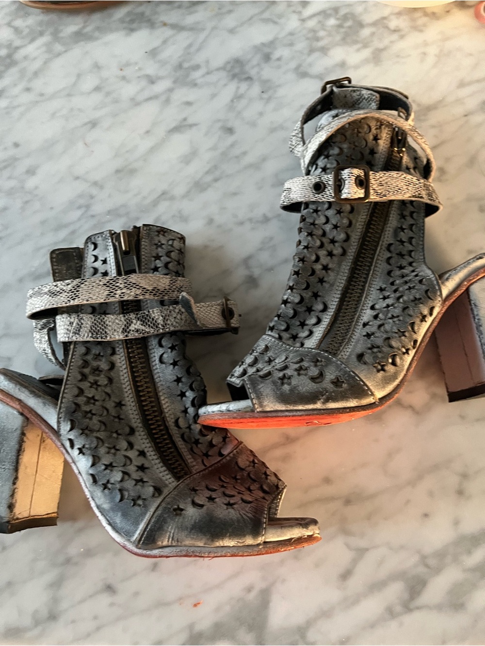 Freebird by Steven Grey Studded Open-Toe Ankle Strap Heels